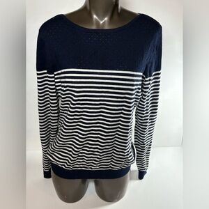 Marc Jacobs Nautical Blue and White Striped Crew Neck Sweater